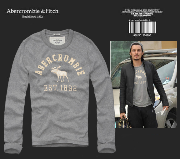 Abercrombie Fitch Hombres De Cuello Redondo Con Gente Fotos Largo Remera AF6009